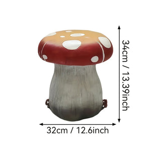 13.4" Oversized Mushroom Statue Stool