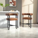 Household bar stools set of 2, modern upholstered with back