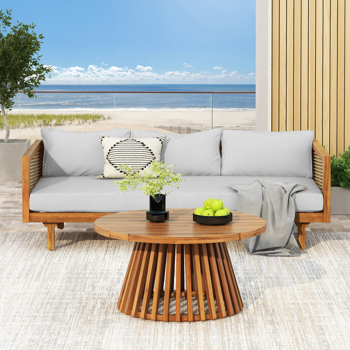 Wicker Patio Furniture Set Outdoor Rattan Sectional Set