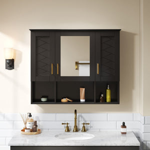 Modern Wall Mounted Medicine Cabinet with Adjustable Shelves and Soft Close Doors - Black, Blue, White