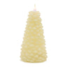 White glittered pine tree candle 8"h