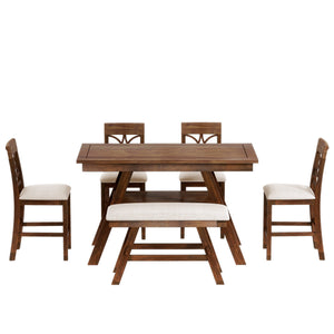 Charlie Walnut Farmhouse Counter Height 6-Piece Dining Set