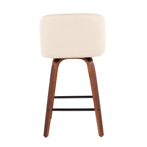Toriano - Mid Century Modern Fixed Height Counter Stool & Square Footrest (Set of 2)