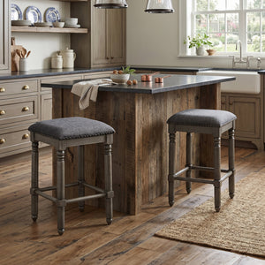 Arnhem Wood Upholstered Swivel Counter Height Stool, Set of 2