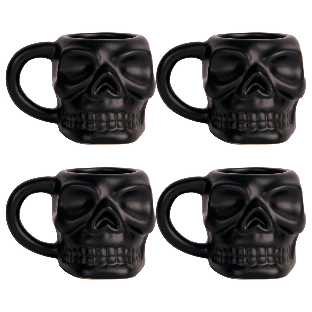 S/4 5oz Matte Black Skull Espresso Cup