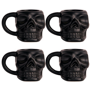 S/4 5oz Matte Black Skull Espresso Cup