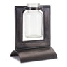 Glass bottle vase in holder 8"h