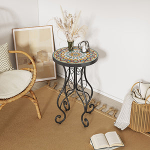 Colorful Outdoor Side Table With Ceramic Tile Top
