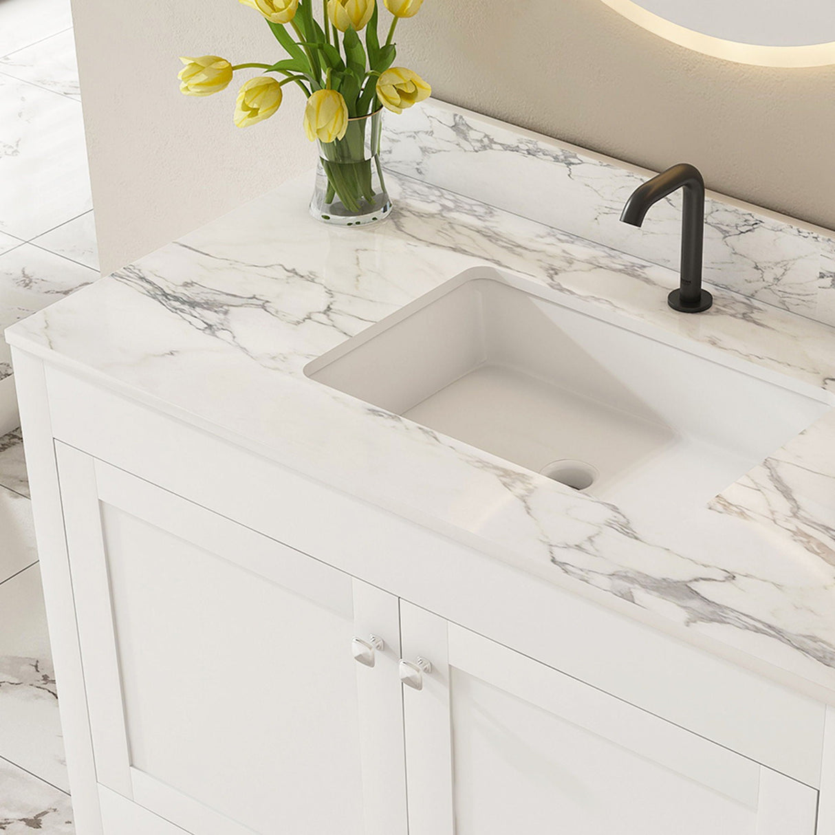 43" Bathroom Vanity, Multi Functional Cabinet - White