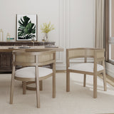 Barrel Dining Chair with Rattan Back, Set of 2