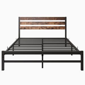 Industrial Metal & Wood Platform Bed Frame