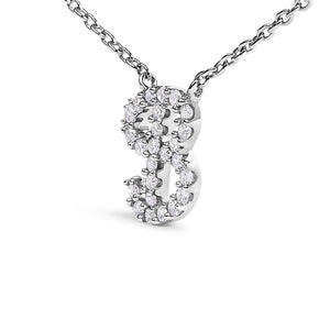 14K White Gold Diamond Accent "A-Z" Initial Script Style Pendant Necklace