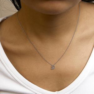 10K White Gold Diamond Accent  A-Z Initial Script Style Pendant Necklace