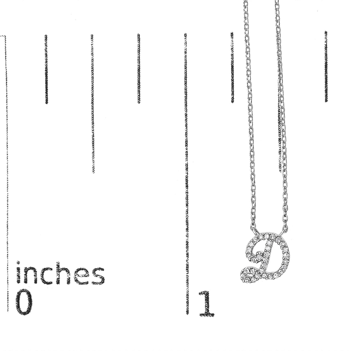 14K White Gold Diamond Accent "A-Z" Initial Script Style Pendant Necklace