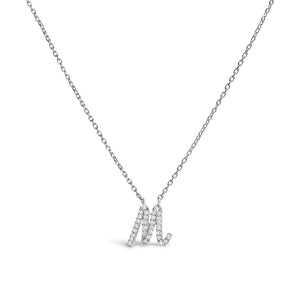 14K White Gold Diamond Accent "A-Z" Initial Script Style Pendant Necklace