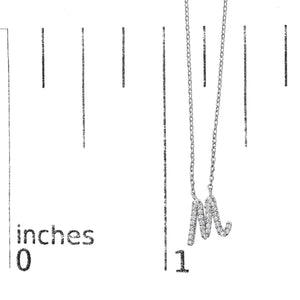 14K White Gold Diamond Accent "A-Z" Initial Script Style Pendant Necklace