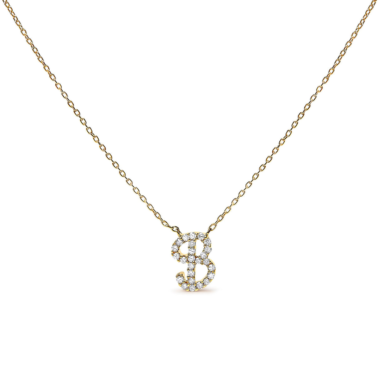 14K White Gold Diamond Accent "A" Initial Script Style Pendant Necklace