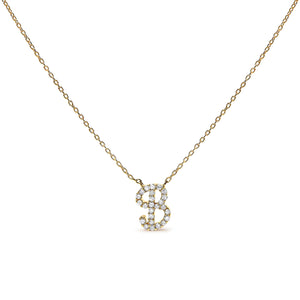 14K White Gold Diamond Accent "A" Initial Script Style Pendant Necklace