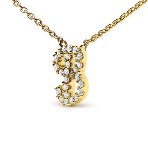 10K Yellow Gold Diamond Accent  A-Z Initial Script Style Pendant Necklace