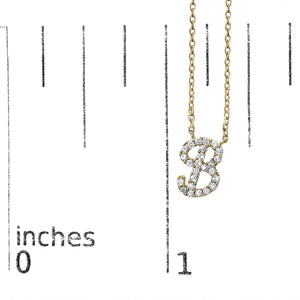 10K Yellow Gold Diamond Accent  A-Z Initial Script Style Pendant Necklace