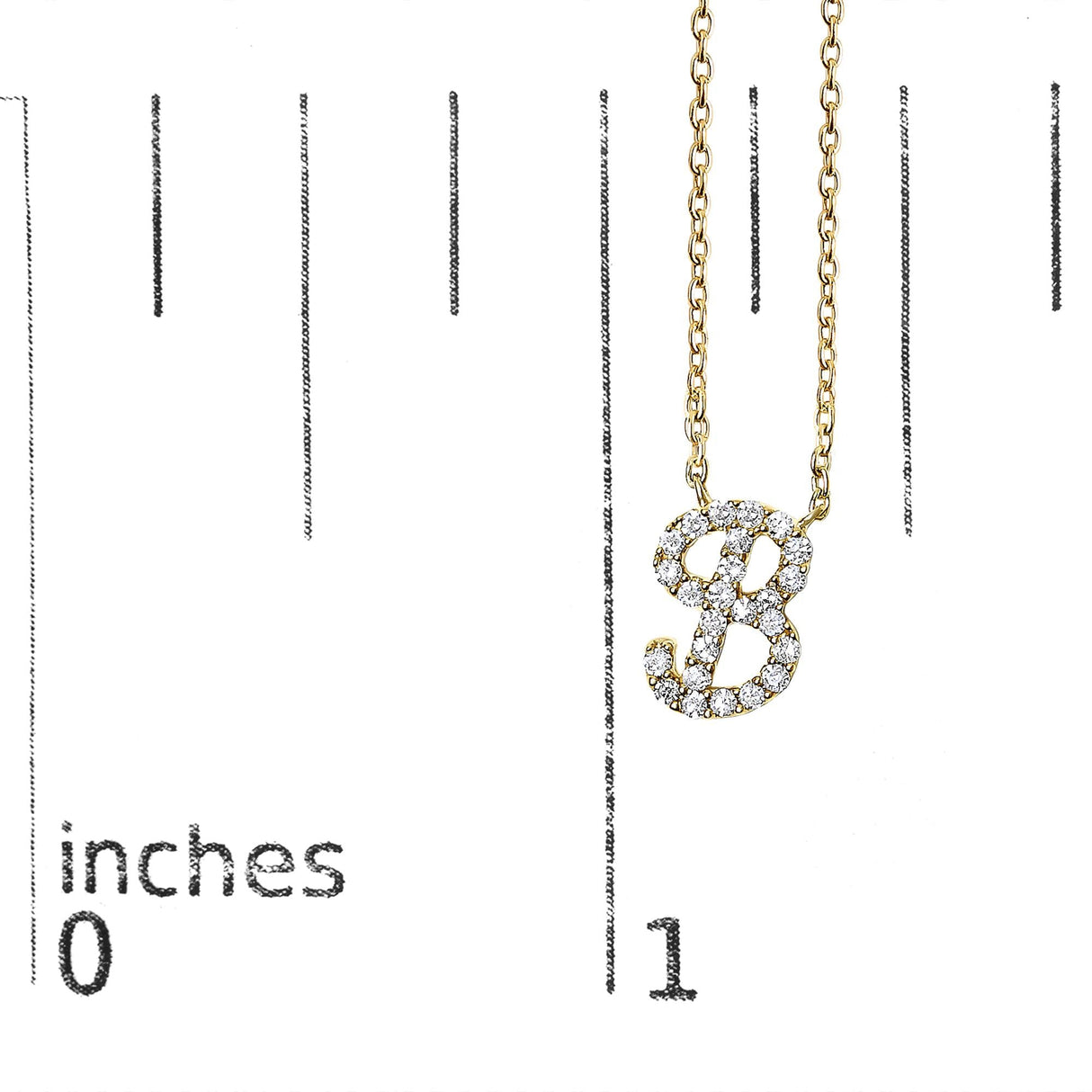 14K Yellow Gold Diamond Accent "A-Z" Initial Script Style Pendant Necklace