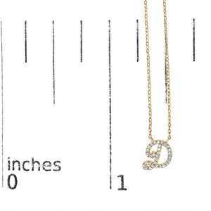 10K Yellow Gold Diamond Accent  A-Z Initial Script Style Pendant Necklace