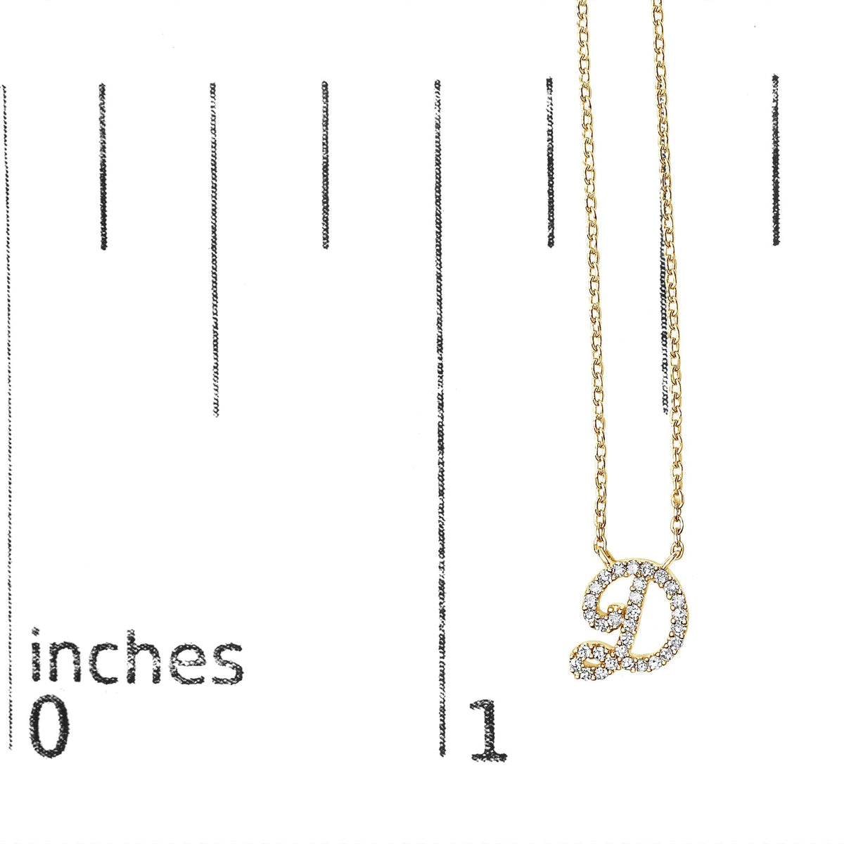14K Yellow Gold Diamond Accent "A-Z" Initial Script Style Pendant Necklace