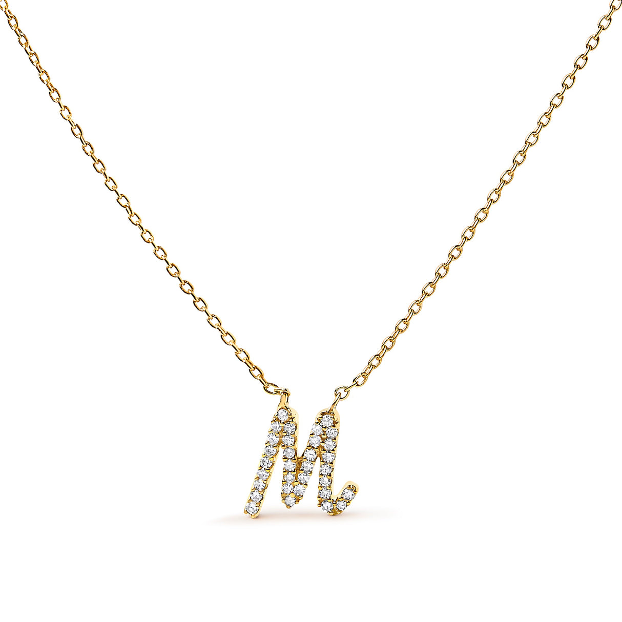 14K White Gold Diamond Accent "A" Initial Script Style Pendant Necklace