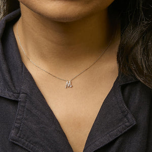 10K Yellow Gold Diamond Accent  A-Z Initial Script Style Pendant Necklace