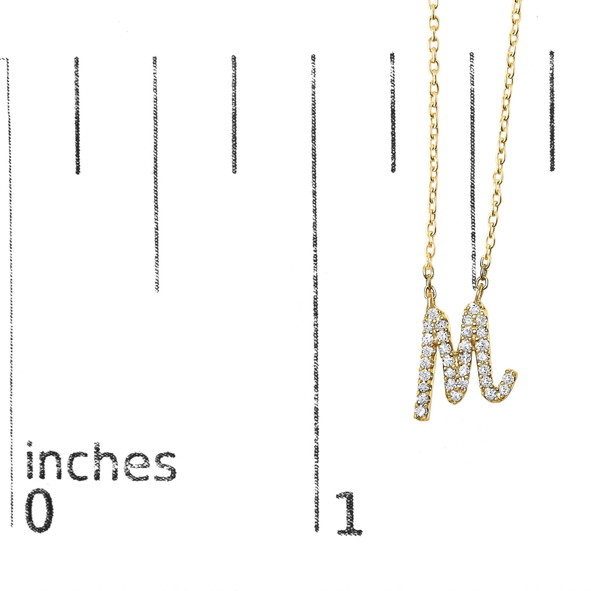 10K Yellow Gold Diamond Accent  A-Z Initial Script Style Pendant Necklace