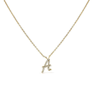 10K Yellow Gold Diamond Accent  A-Z Initial Script Style Pendant Necklace