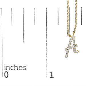 14K Yellow Gold Diamond Accent "A-Z" Initial Script Style Pendant Necklace