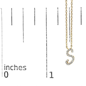 10K Yellow Gold Diamond Accent  A-Z Initial Script Style Pendant Necklace