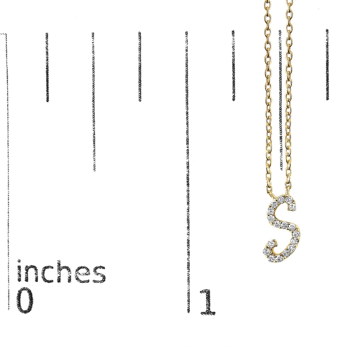 14K Yellow Gold Diamond Accent "A-Z" Initial Script Style Pendant Necklace