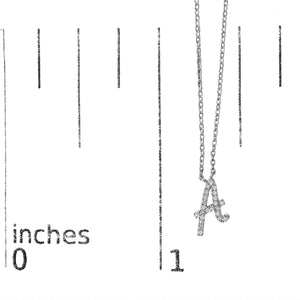 14K White Gold Diamond Accent "A-Z" Initial Script Style Pendant Necklace