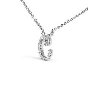 14K White Gold Diamond Accent "A-Z" Initial Script Style Pendant Necklace