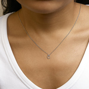 14K White Gold Diamond Accent "A-Z" Initial Script Style Pendant Necklace