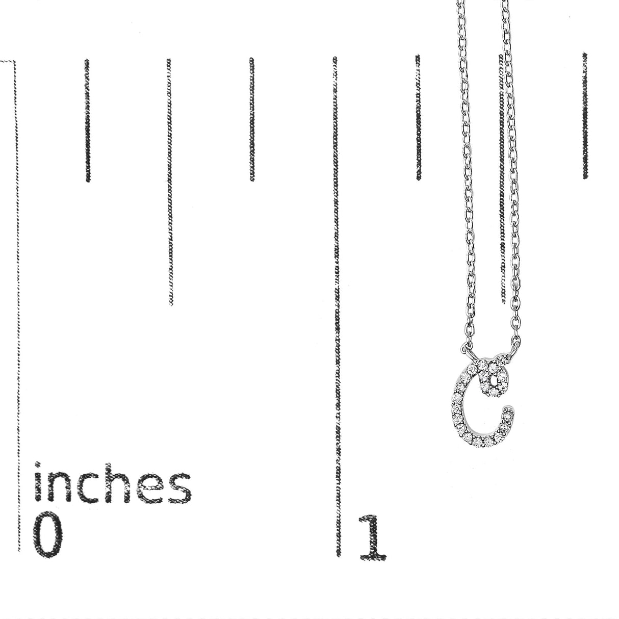 14K White Gold Diamond Accent "A-Z" Initial Script Style Pendant Necklace