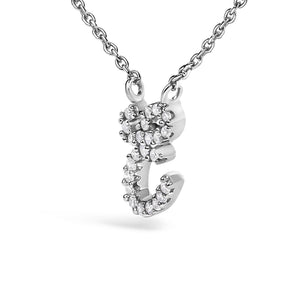 10K White Gold Diamond Accent  A-Z Initial Script Style Pendant Necklace