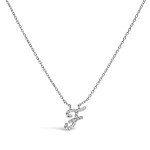 14K White Gold Diamond Accent "A-Z" Initial Script Style Pendant Necklace