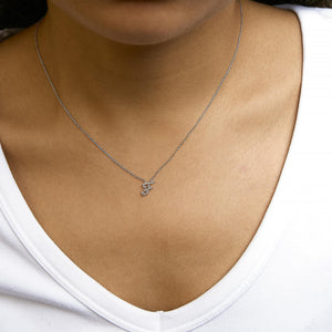 14K White Gold Diamond Accent "A-Z" Initial Script Style Pendant Necklace