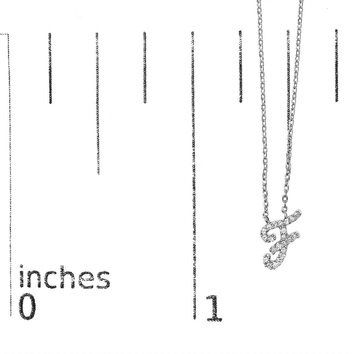 14K White Gold Diamond Accent "A-Z" Initial Script Style Pendant Necklace