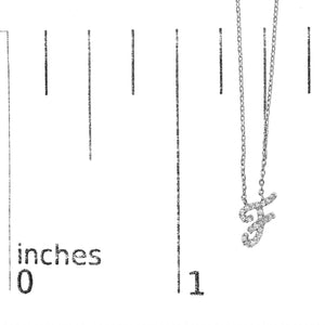 10K White Gold Diamond Accent  A-Z Initial Script Style Pendant Necklace