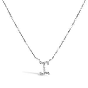 14K White Gold Diamond Accent "A-Z" Initial Script Style Pendant Necklace