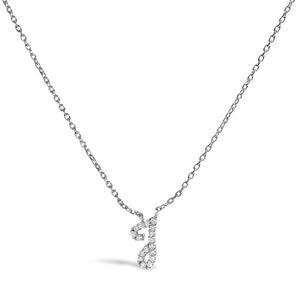 14K White Gold Diamond Accent "A" Initial Script Style Pendant Necklace