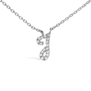 14K White Gold Diamond Accent "A-Z" Initial Script Style Pendant Necklace