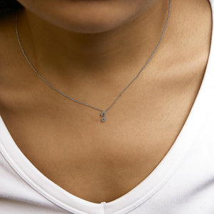 14K White Gold Diamond Accent "A-Z" Initial Script Style Pendant Necklace