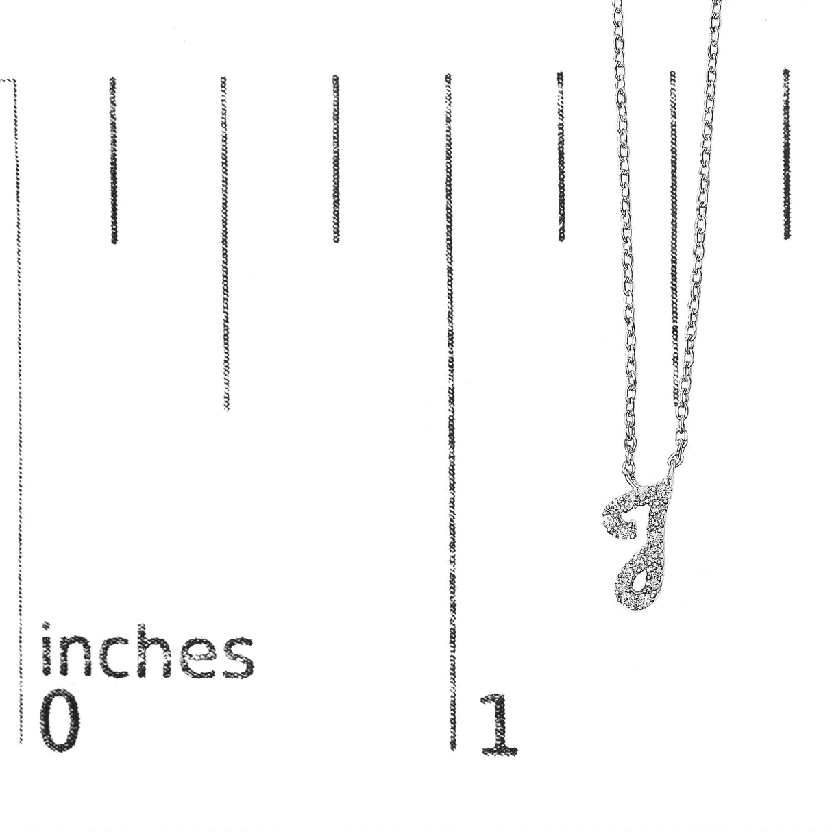 14K White Gold Diamond Accent "A-Z" Initial Script Style Pendant Necklace