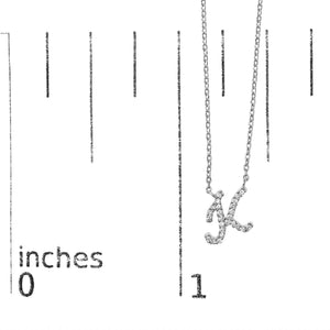 14K White Gold Diamond Accent "A-Z" Initial Script Style Pendant Necklace