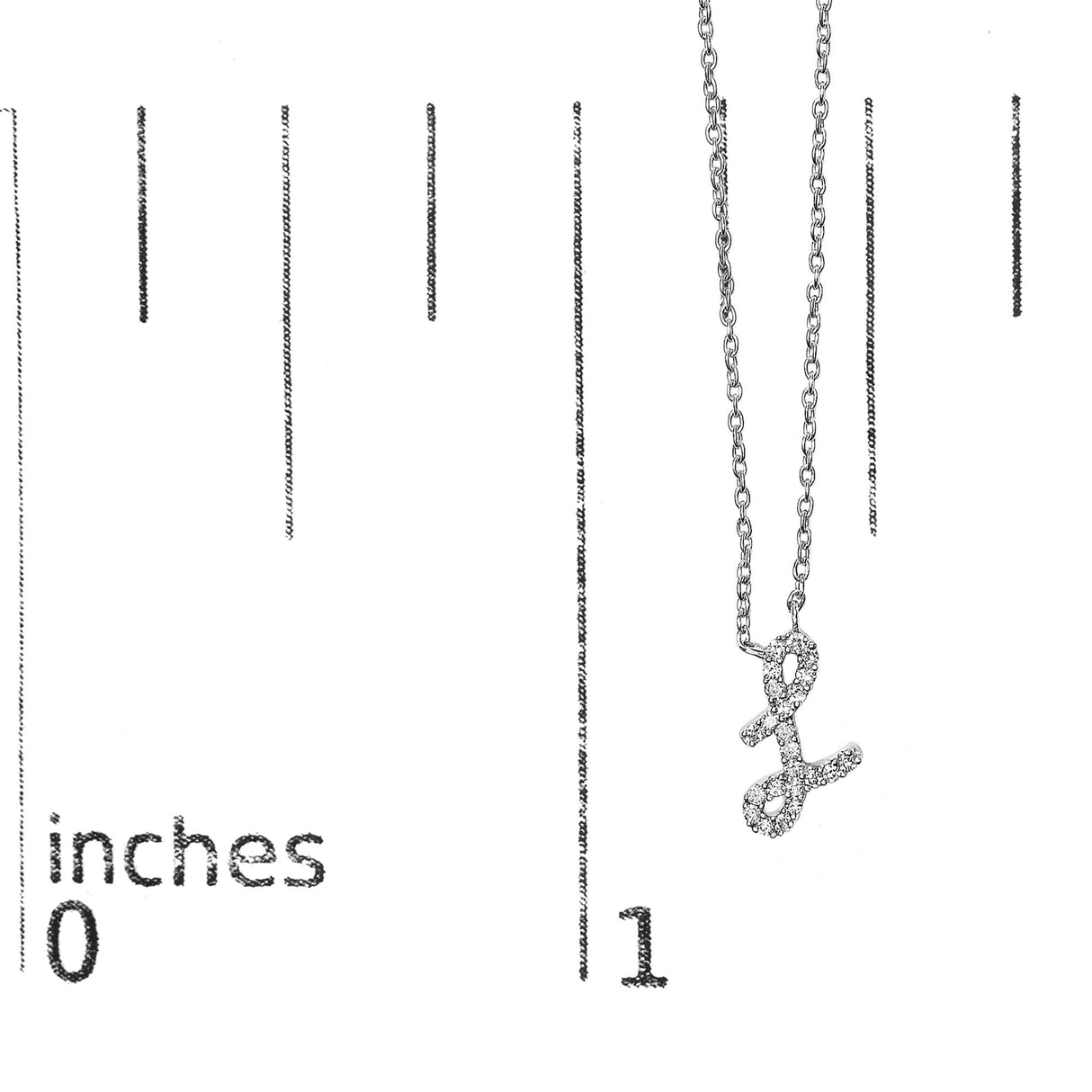 14K White Gold Diamond Accent "A-Z" Initial Script Style Pendant Necklace
